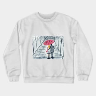 Under the Rain Watercolor Painting Crewneck Sweatshirt